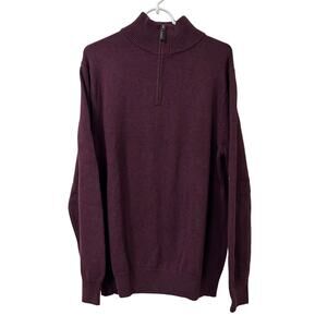 J. Crew Mens Sz Large Maroon Cotton & Cashmere Half Zip Sweater Preppy Fall